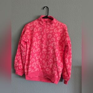 NWOT DSG Girls Fleece 1/4 Zip Printed Bold Leopard Pink Wow Size L -62%Cotton